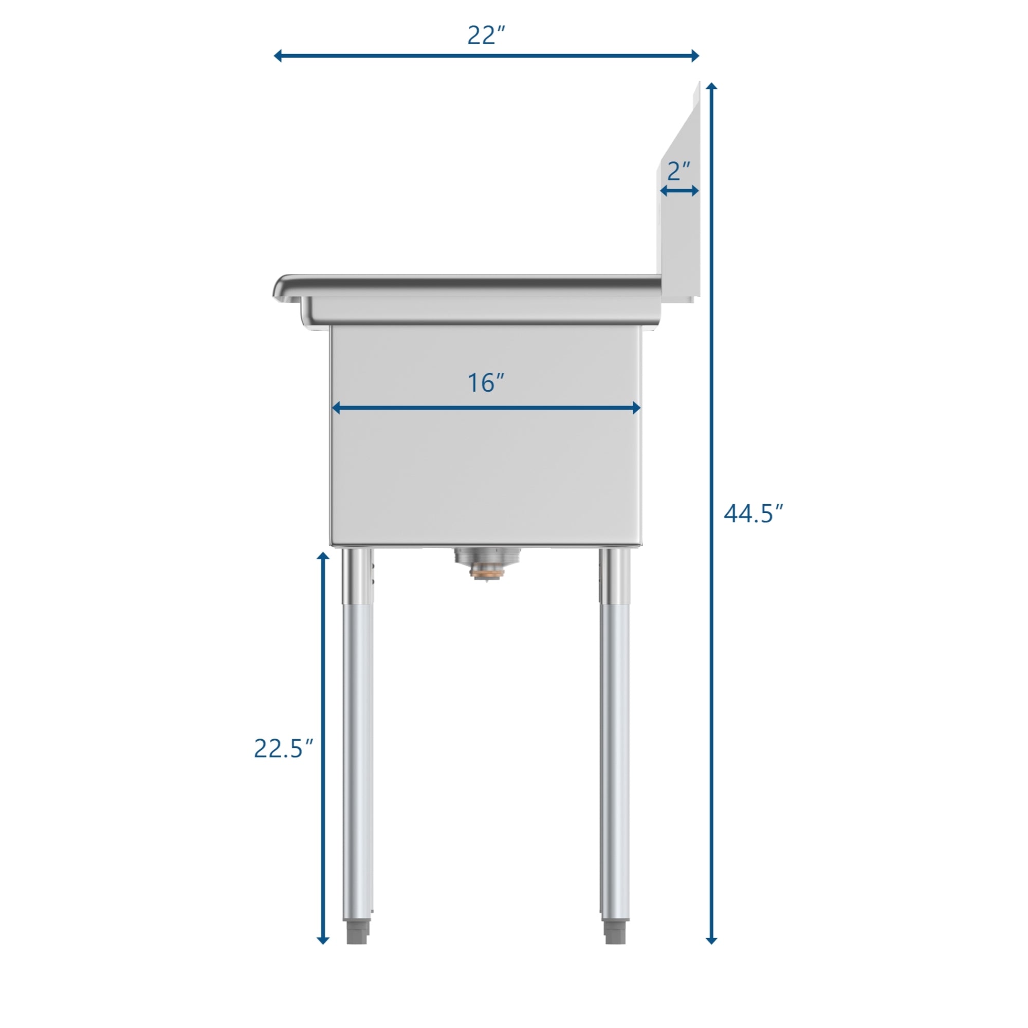 48 in. Two Compartment Stainless Steel Commercial Sink with 2 Drainboards, Bowl Size 12