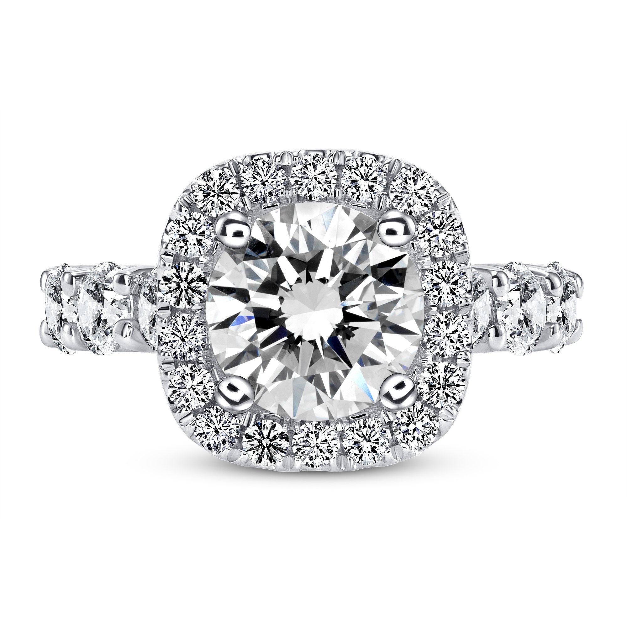 Round Cut Natural Diamond Halo Engagement Eternity Ring (GIA Certified)