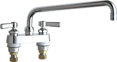 Hot And Cold Water Sink Faucet 12 In. Swing Spout With Two Lever Handles