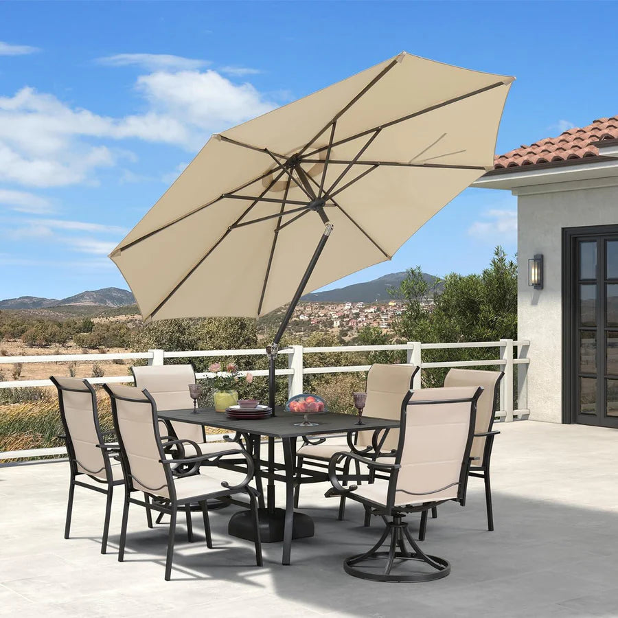 PURPLE LEAF Tilting Umbrellas Patio Market Umbrella with Two Adjustable Corners