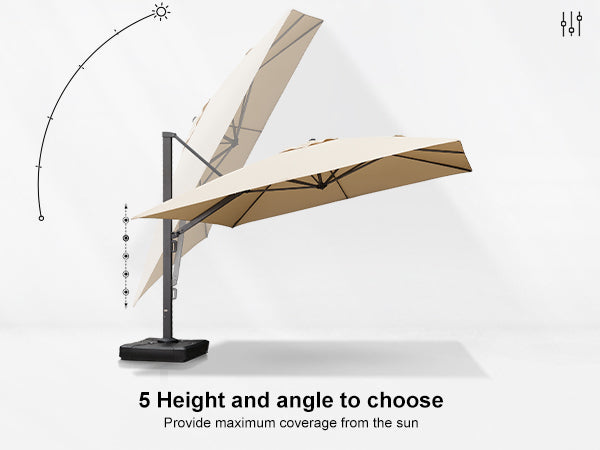 PURPLE-LEAF-Patio Sydney Style Umbrella-Five-Height-and-Angle-Adjustment