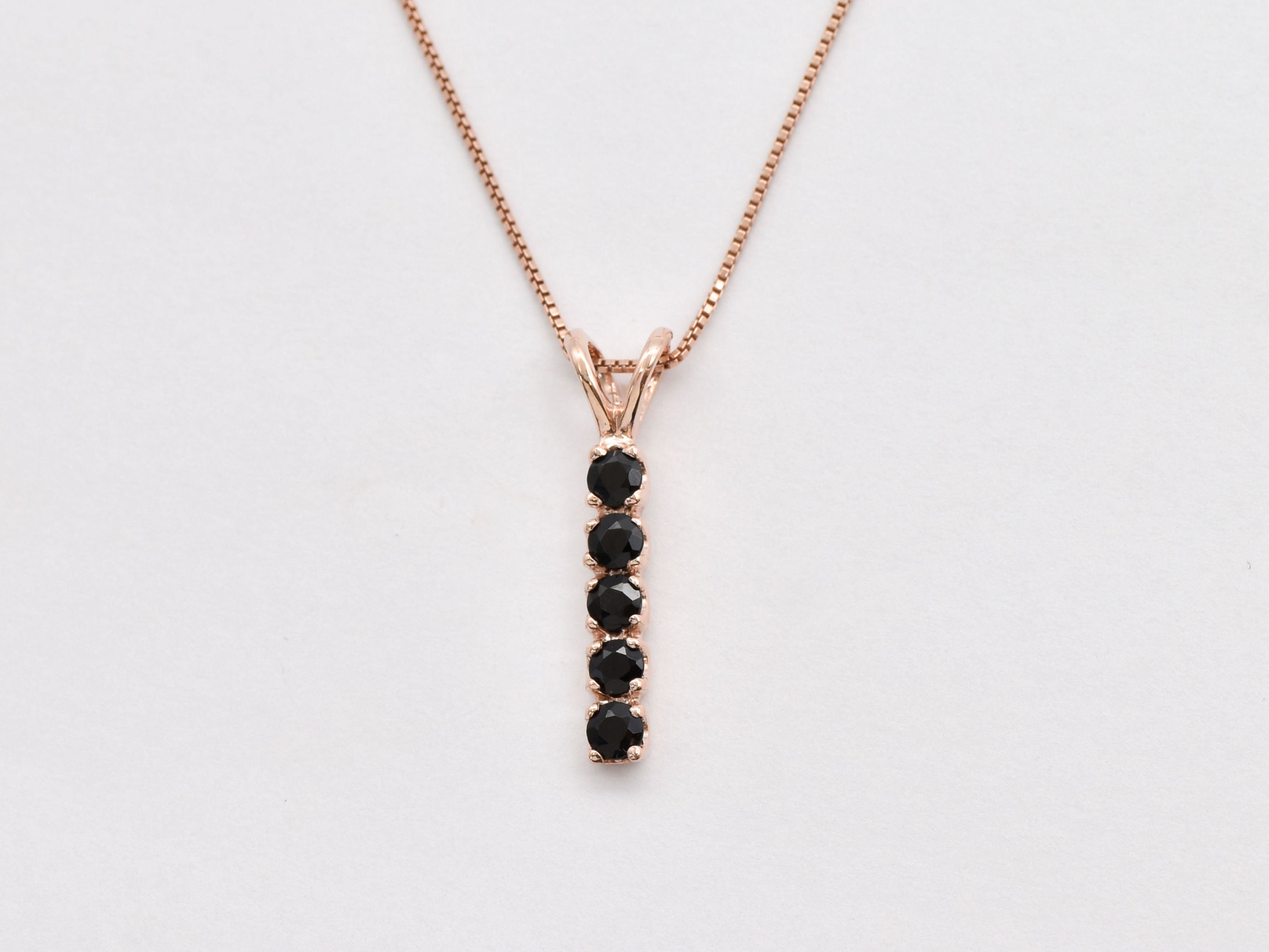 Vertical Onyx Necklace - Rose Gold Onyx Necklace - Natural Onyx Pendant