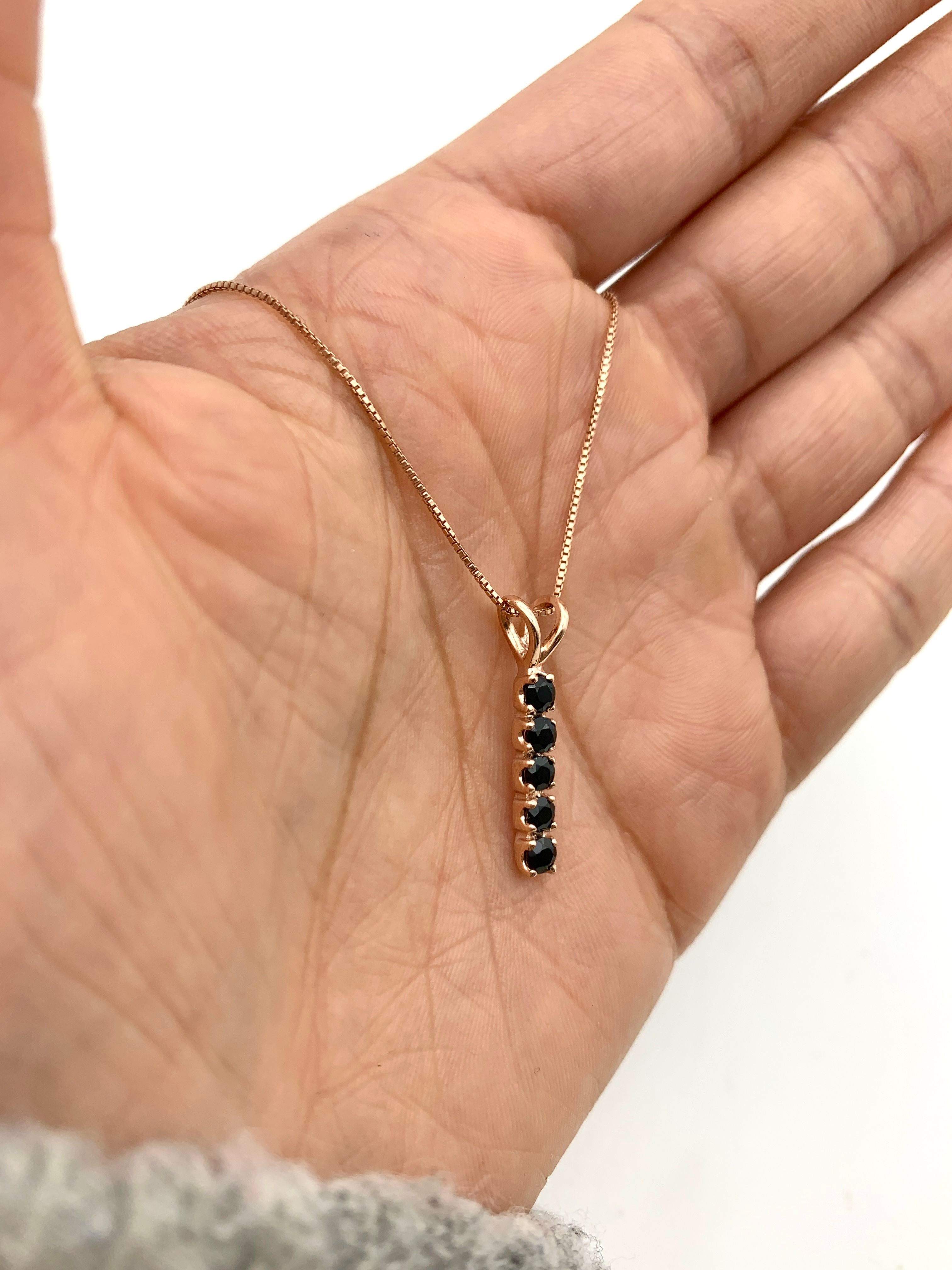 Vertical Onyx Necklace - Rose Gold Onyx Necklace - Natural Onyx Pendant