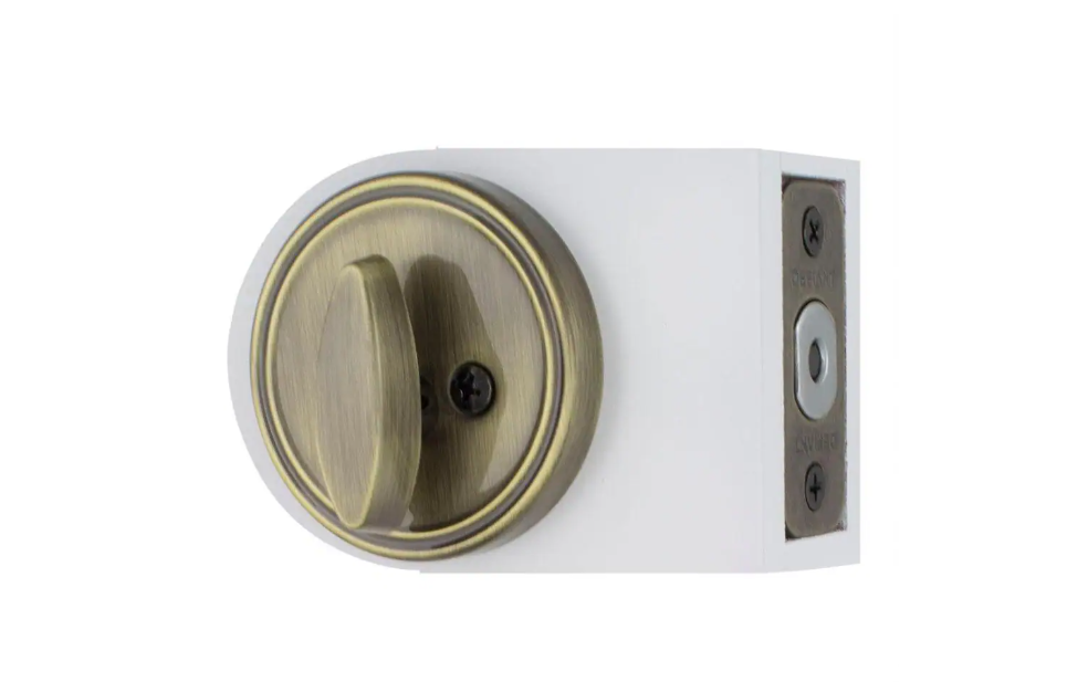 Defiant Single Cylinder Antique Brass Deadbolt