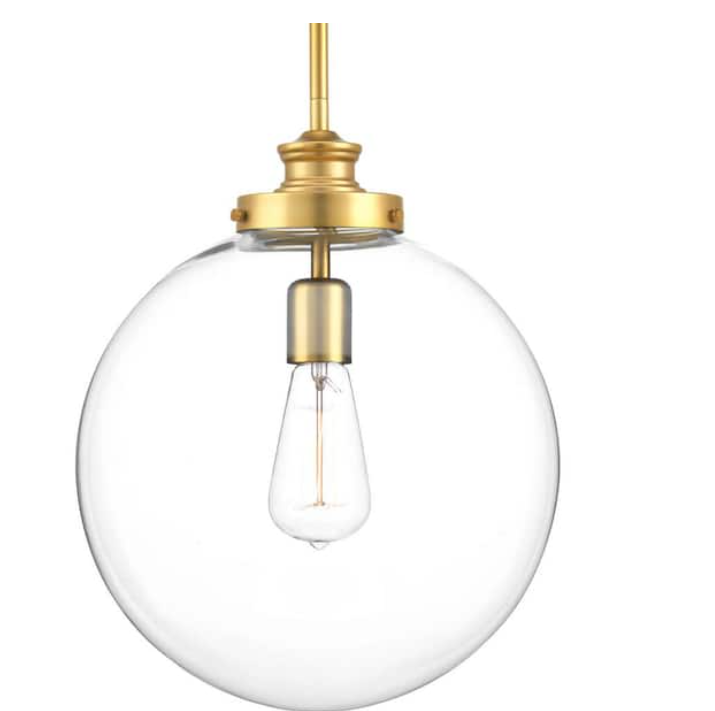 Penn Collection1-Light Golden Natural Brass Clear Glass Farmhouse Kitchen Pendant Light Damaged Box