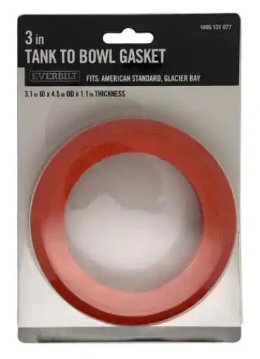 EVERBILT 3 in. Toilet Tank to Bowl Gasket Fits American Standard, Glacier Bay *DAMAGED BOX*