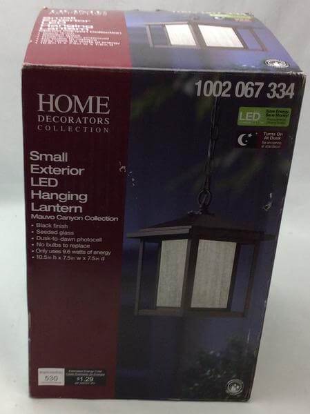 Home Decorators Collection Black Outdoor Dusk to Dawn Hanging Lantern Damaged Box