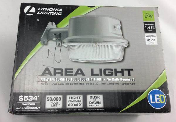 Lithonia Lighting Gray Outdoor Integrated LED 4000K Area Light with Dusk to Dawn Photocell Damaged Box