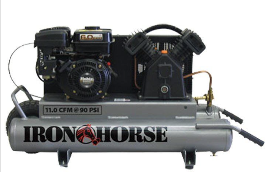 Iron Horse Air Compressor 6 Horsepower Kohler Engine 10 Gallon Twin Tank
