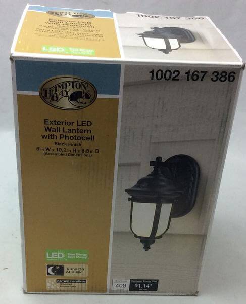 Hampton Bay LED Small Exterior Wall Light with Dusk to Dawn Control Damaged Box