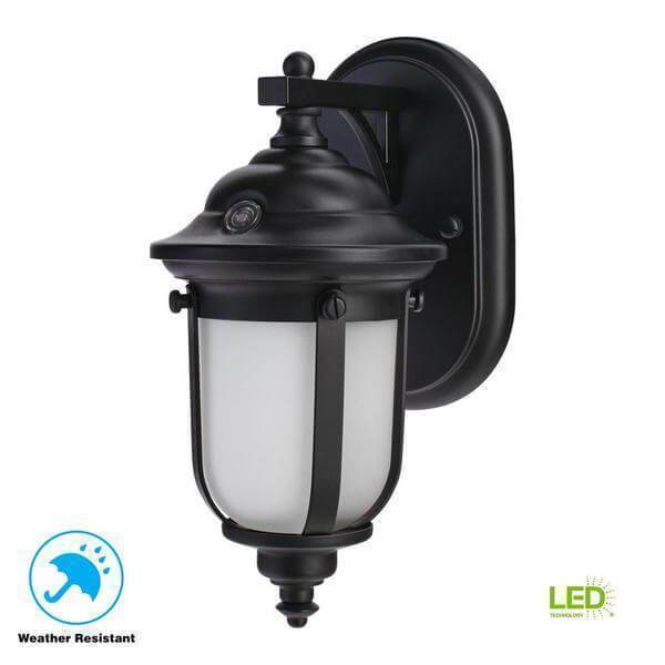 Hampton Bay LED Small Exterior Wall Light with Dusk to Dawn Control Damaged Box