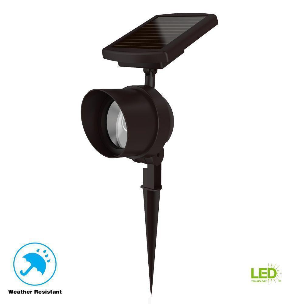 Hampton Bay Solar Bronze Outdoor Integrated LED Color Changing Smart-Focus Landscape Spot Light *Damaged Box*