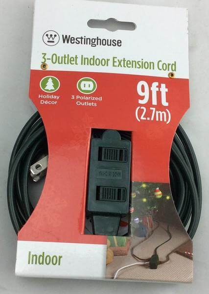 Westinghouse Green 3 Outlet Indoor Extension Power Cord 9ft