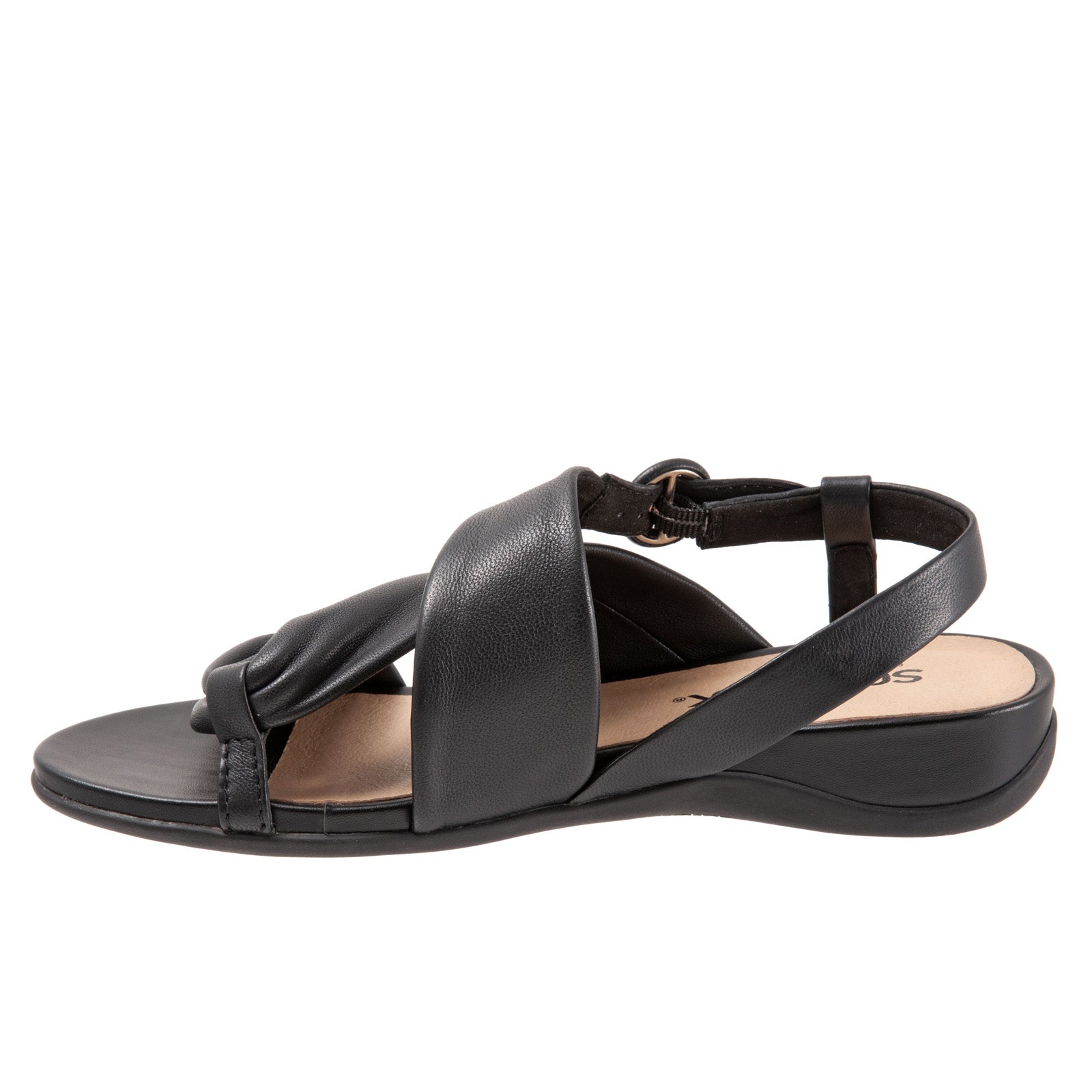 Softwalk Tieli S2109-001 Womens Black Leather Strap Sandals Shoes