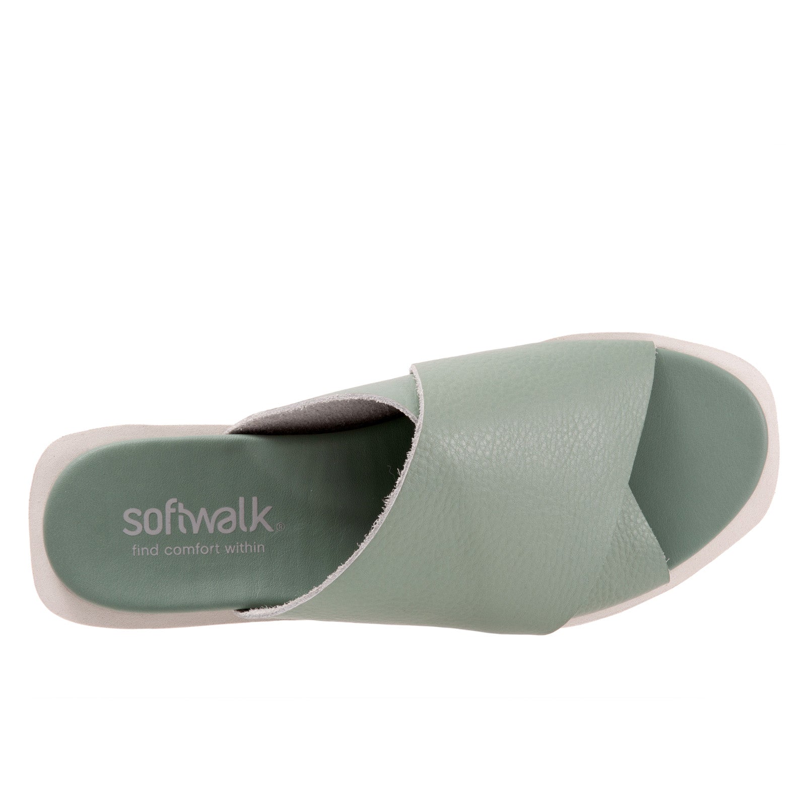 Softwalk Kara S2209-312 Womens Green Narrow Leather Slides Sandals Shoes