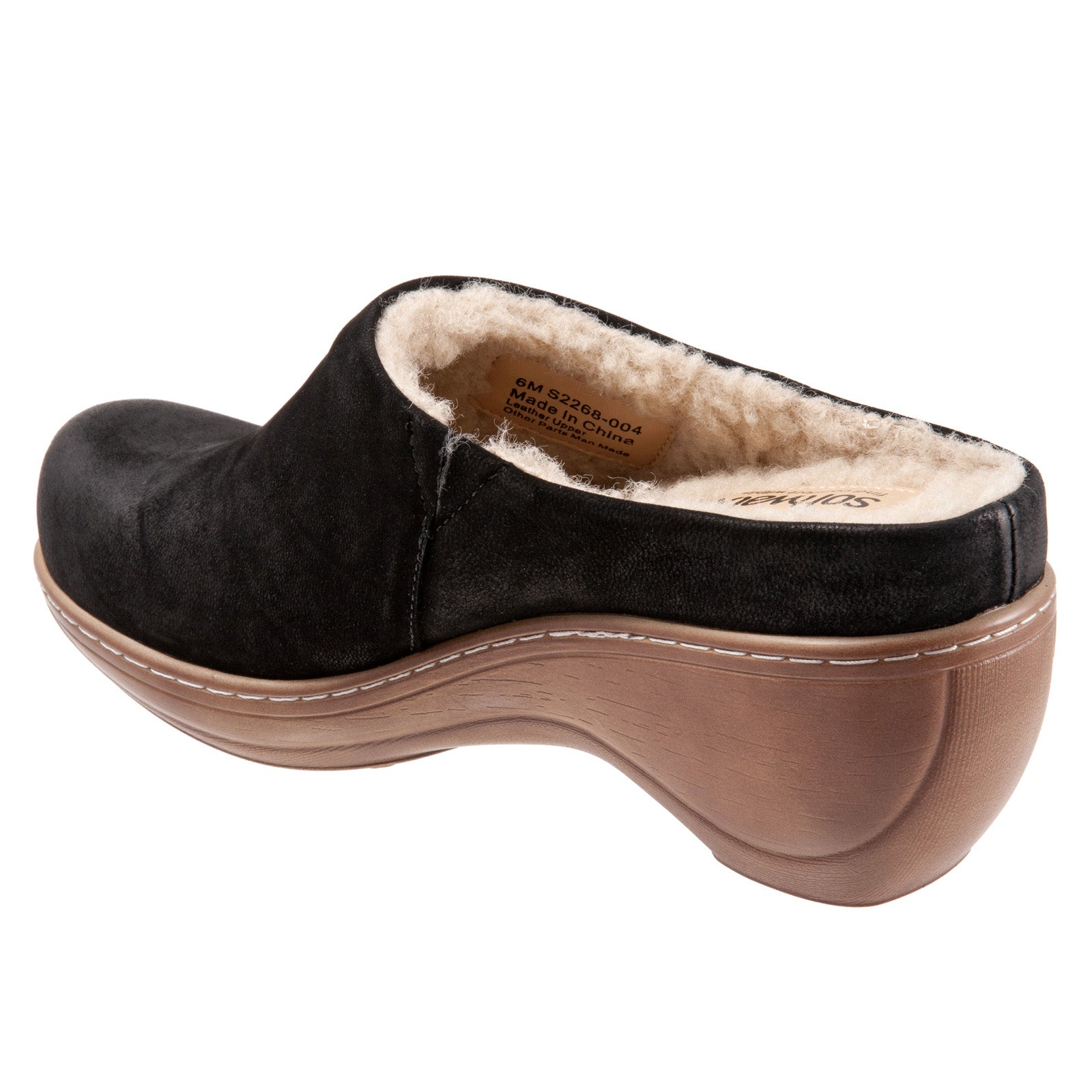 Softwalk Madison Plush S2268-004 Womens Black Narrow Clog Sandals Shoes