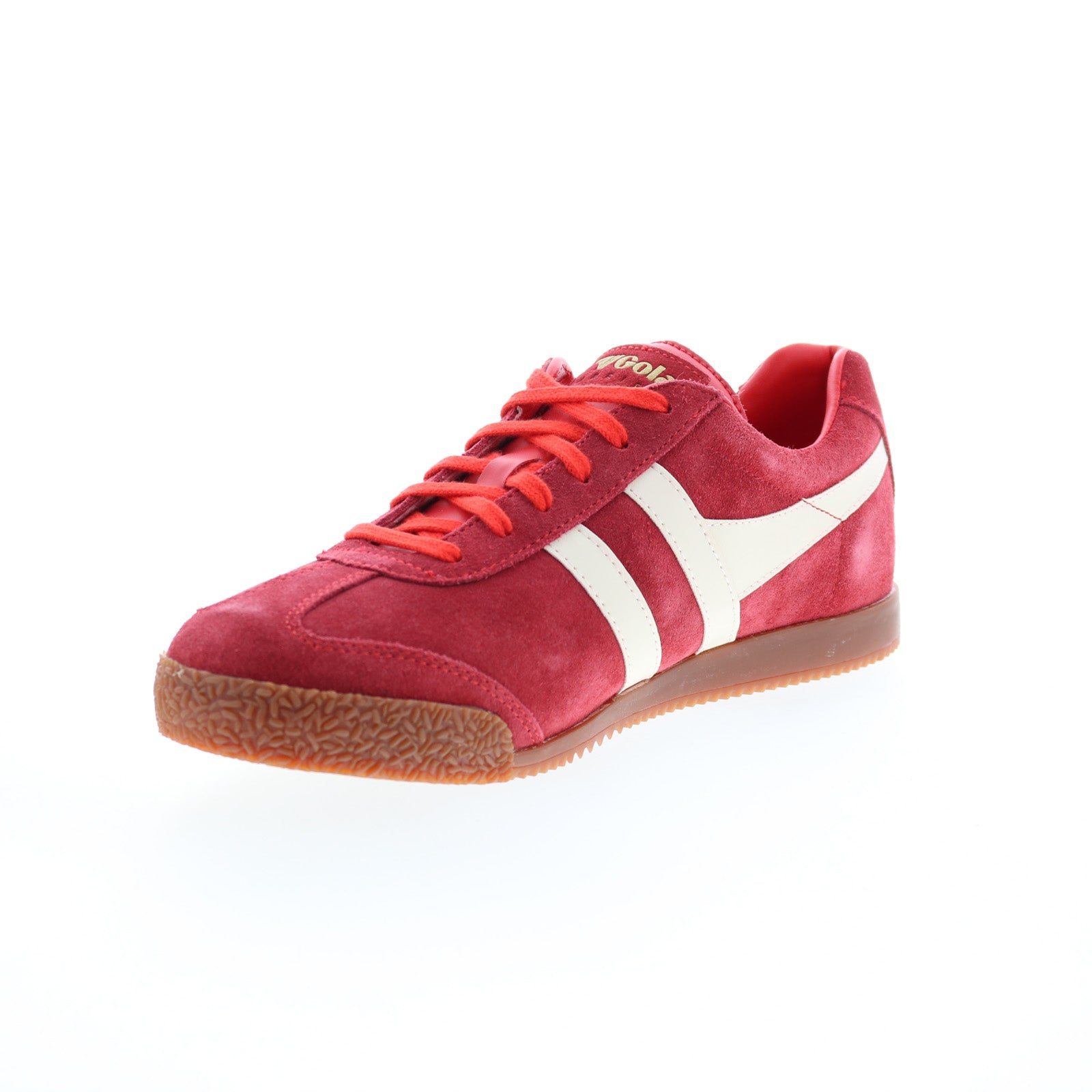 Gola Harrier Suede CMA192 Mens Red Suede Lace Up Lifestyle Sneakers Shoes