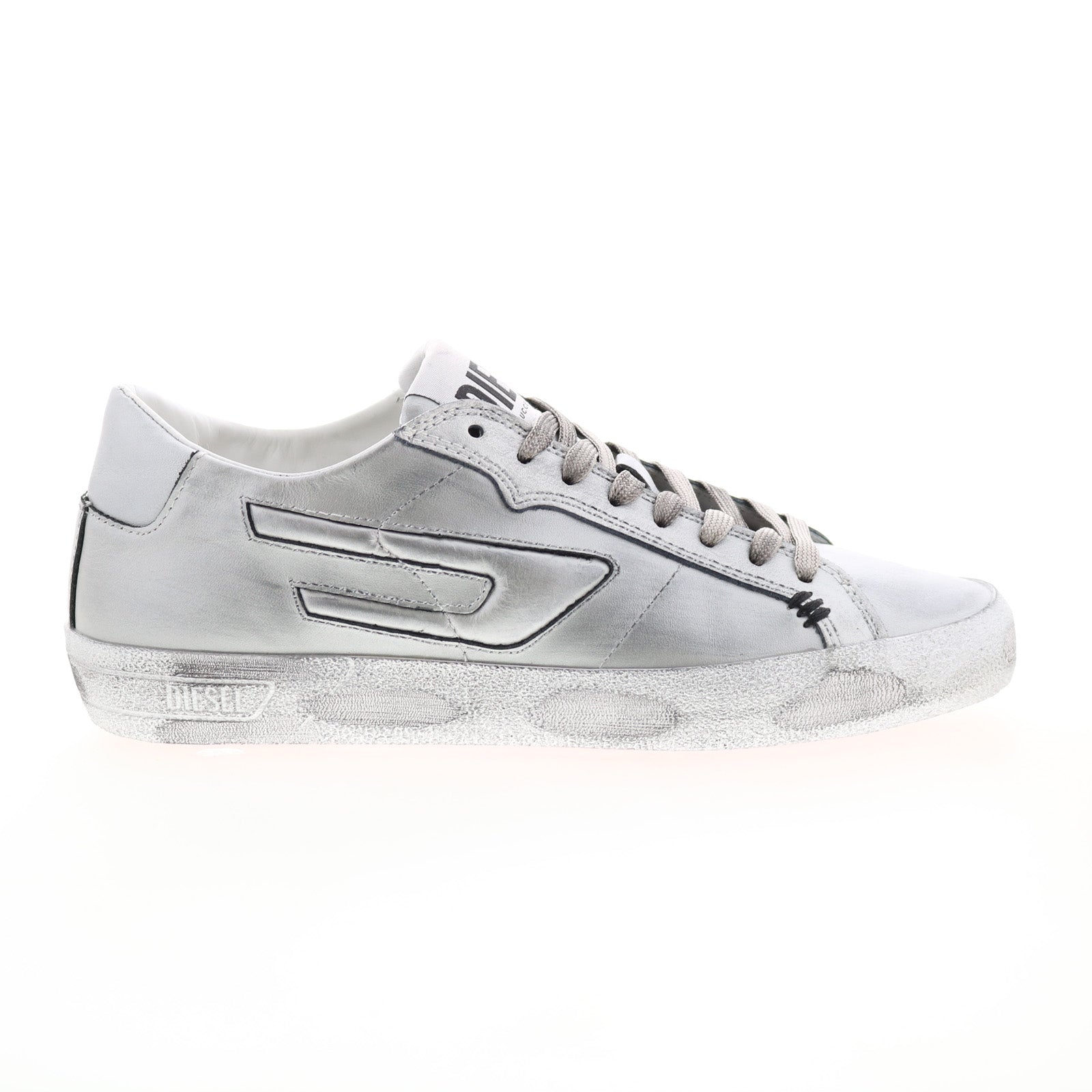 Diesel S-Leroji Low W Womens Silver Leather Lifestyle Sneakers Shoes