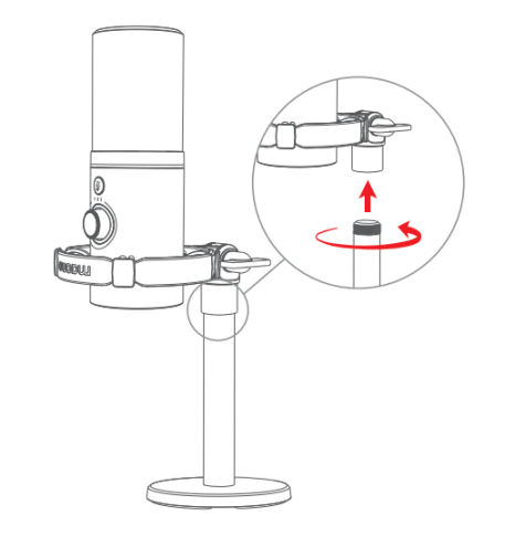 Fixez le microphone à une base de support de bureau