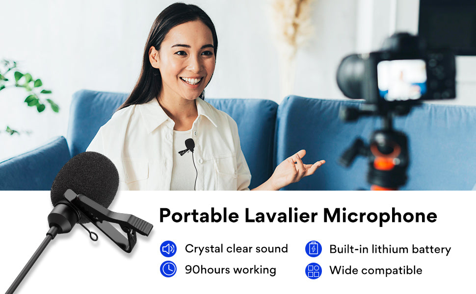 MAONO AU100R Rechargeable Lapel Microphone For video
