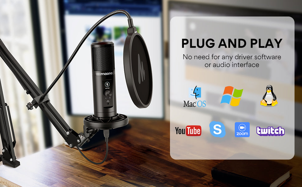 MAONO PM422 Microphone USB pour podcast