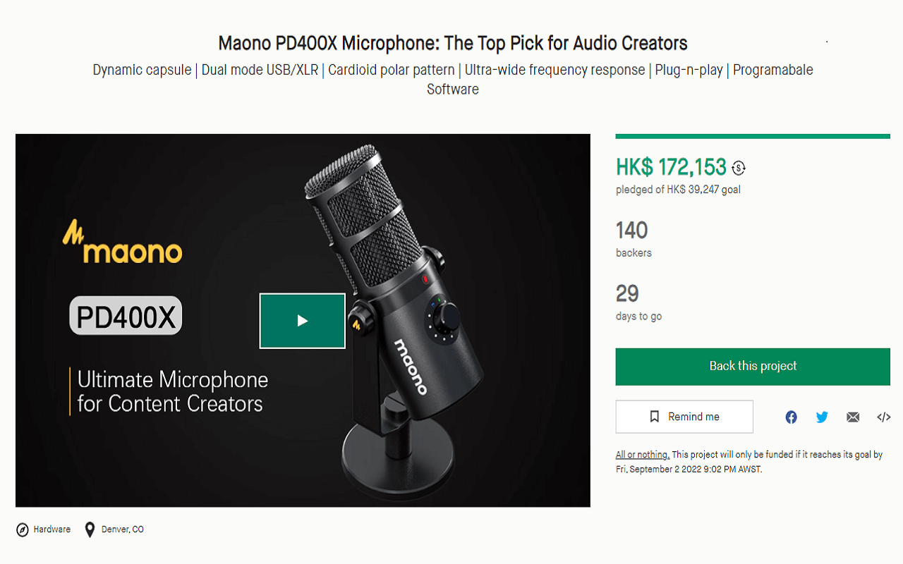 PD400X dynamic microphone