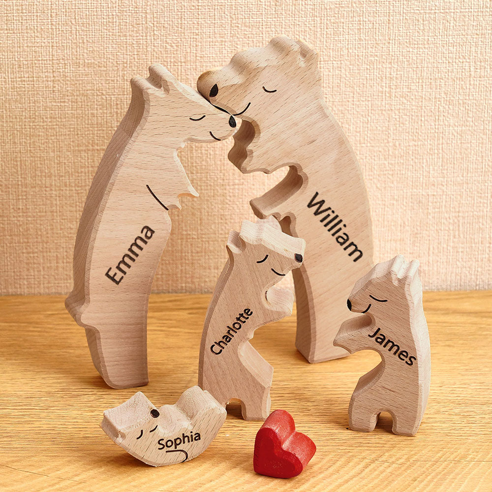 Wooden Bears Family Custom Names Puzzle Puzzle Bear Family Home Decor Gifts