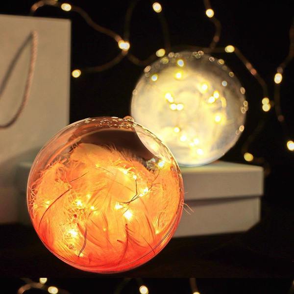 Transparent Plastic Ball Light String White Feather Three-piece Suit Creative Gift Combination