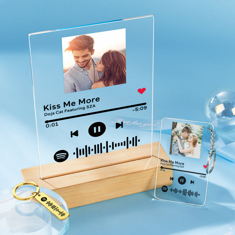 Custom Spotify Code Acrylic Night Light/Keychain/Engraved Keychain Three Piece Combination Anniversary Gift