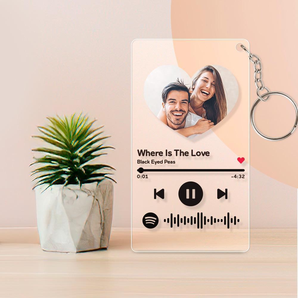 Spotify Photo Frame Custom Spotify Code Keychain, Badge & Night Light - Heart Shape-Gift For Lover