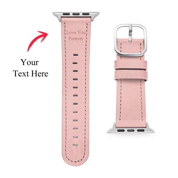 Custom Engraved Watch Leather Band Multiple Colour-Pink