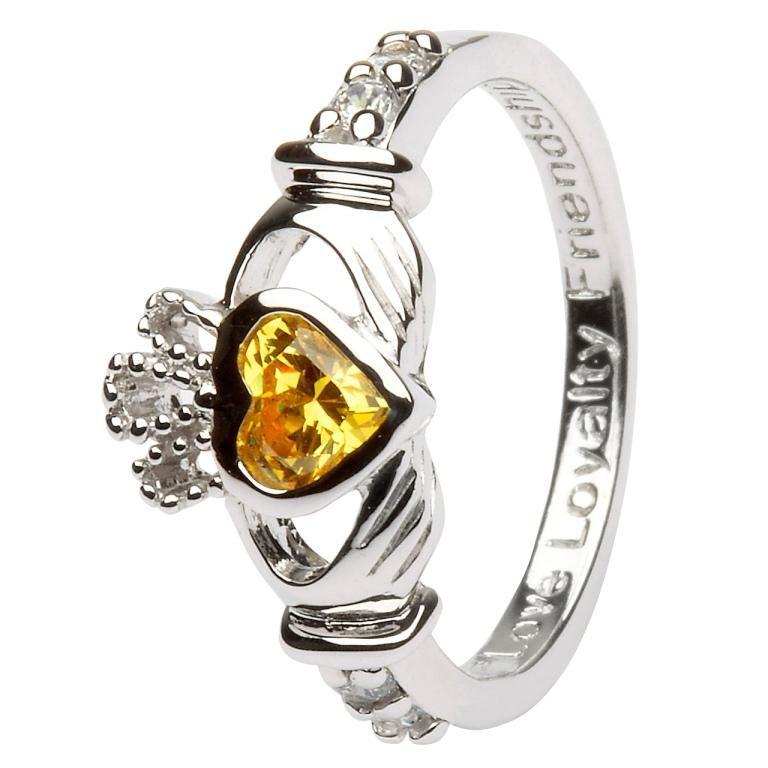 November Birthstone Claddagh Ring in Sterling Silver