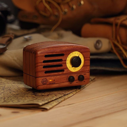 MUZEN OTR Portable Retro FM Radio Bluetooth Speaker-Walnutwood