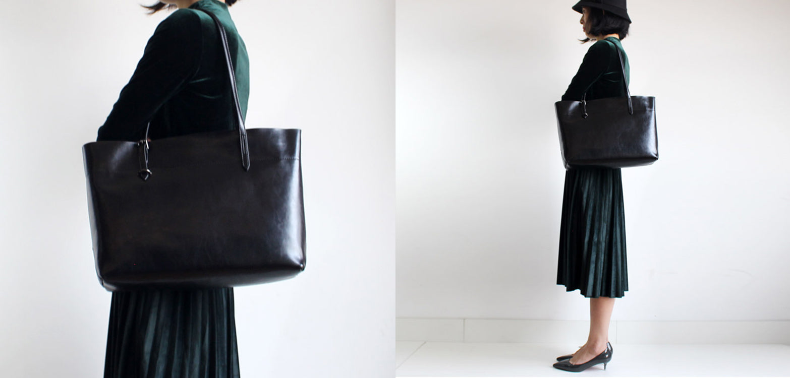 Womens Black Leather Tote Bag Handbags Shoulder Bag Purse for Women