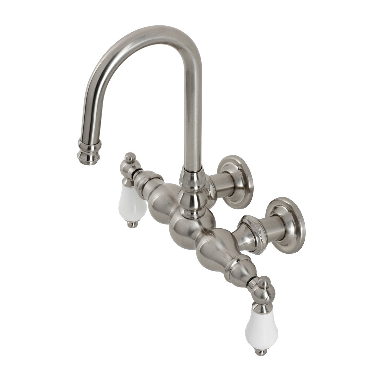 Vintage CA5T8 Two-Handle 2-Hole Wall Mount Clawfoot Tub Faucet, Brushed Nickel
