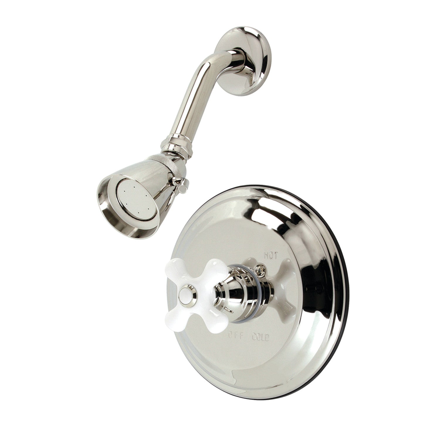 Restoration KB3636PXSO Single-Handle 2-Hole Wall Mount Shower Faucet, Polished Nickel
