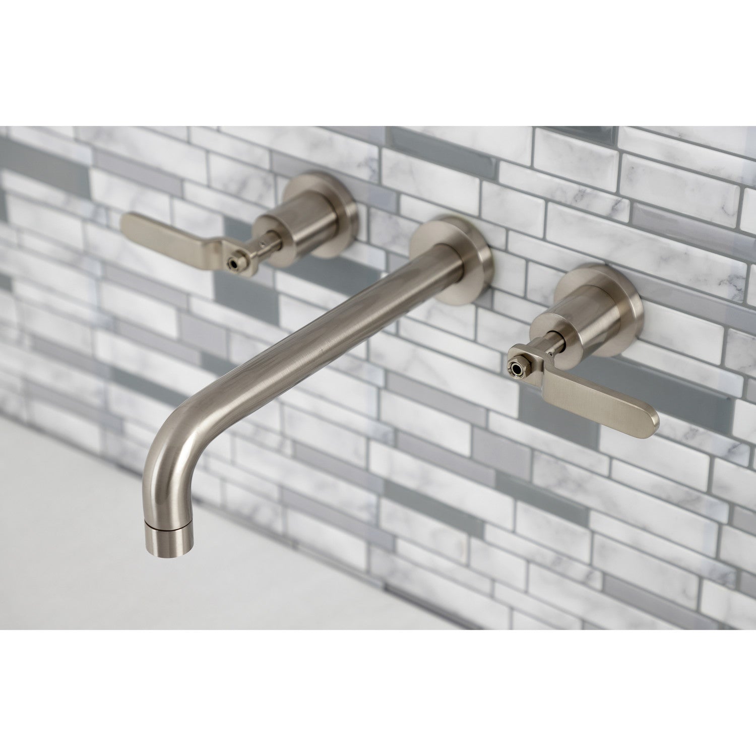 Whitaker KS8028KL Two-Handle 3-Hole Wall Mount Roman Tub Faucet, Brushed Nickel