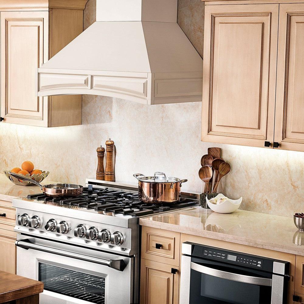 ZLINE Wooden Wall Mount Range Hood in White Includes Remote Blower Motor 400CFM/700CFM Options (321TT-RD/RS)