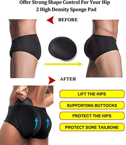 Mens Butt Shaping Enhancing Underwear Hip Padded Boxer Briefs Butt