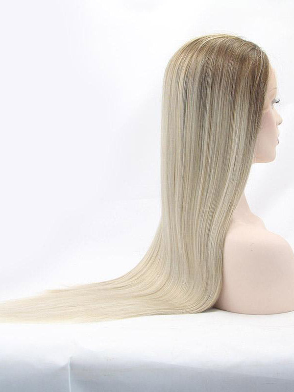 Long Straight Ombre Blonde Synthetic Lace Front Wigs