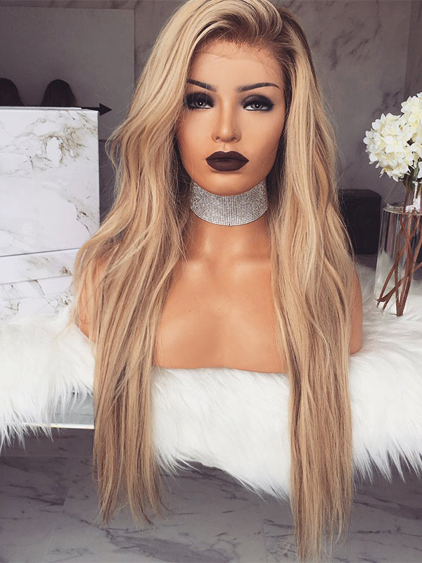 Long Remy Ombre Blonde Human Lace Front Wigs 150 Density 100% Human Wigs