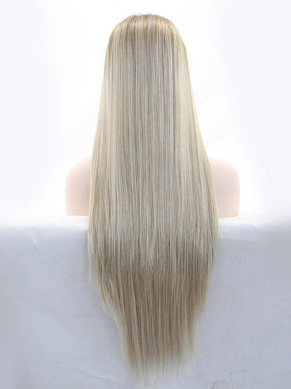 Long Straight Ombre Blonde Synthetic Lace Front Wigs