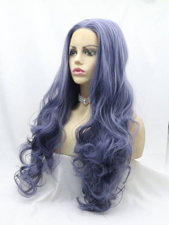 Purple Long Wavy Synthetic Lace Front Wig