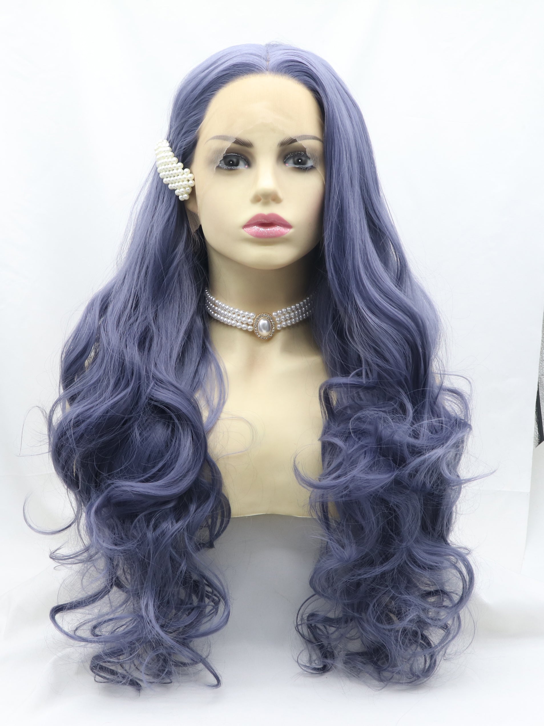 Purple Long Wavy Synthetic Lace Front Wig