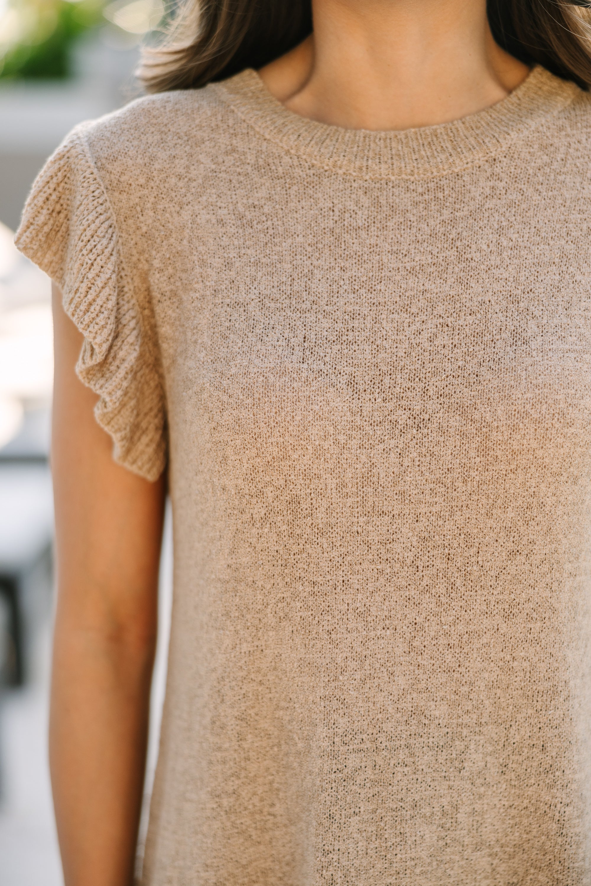 Certain Joy Taupe Brown Knit Top
