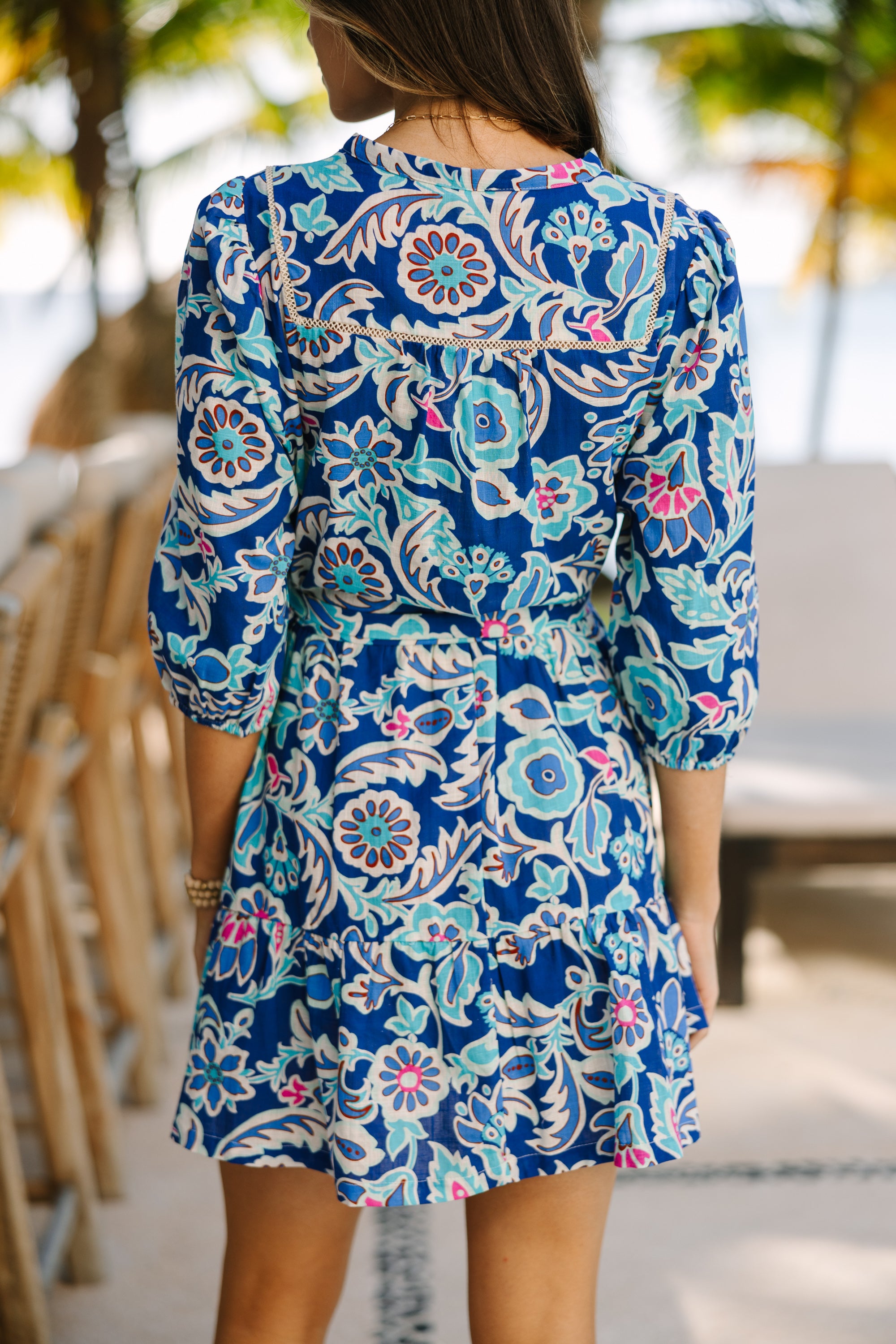 Give Your All Blue Floral Dress