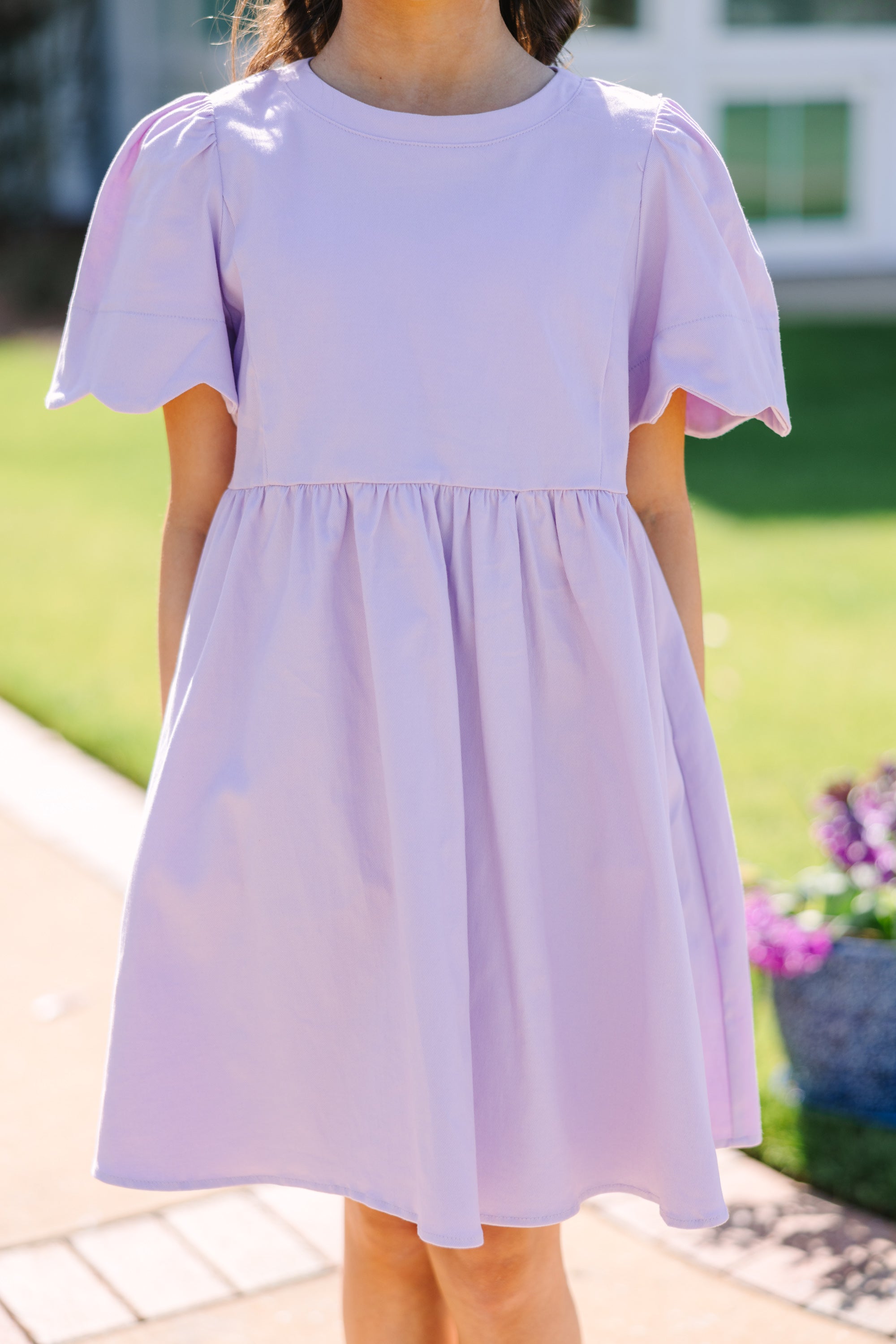 Girls: Time Goes By Lavender Purple Scalloped Dress