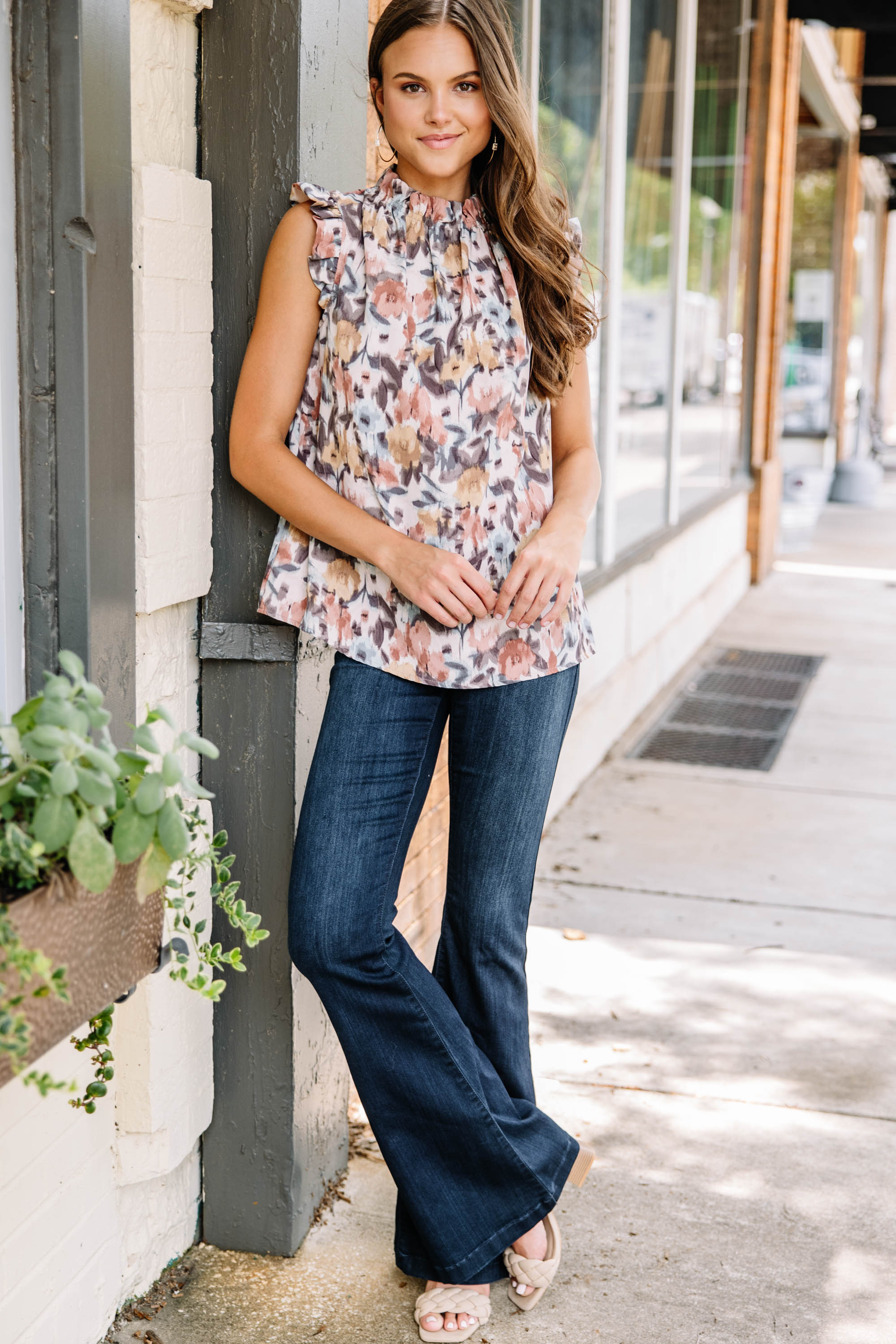 Need Your Love Cinnamon Brown Floral Tank