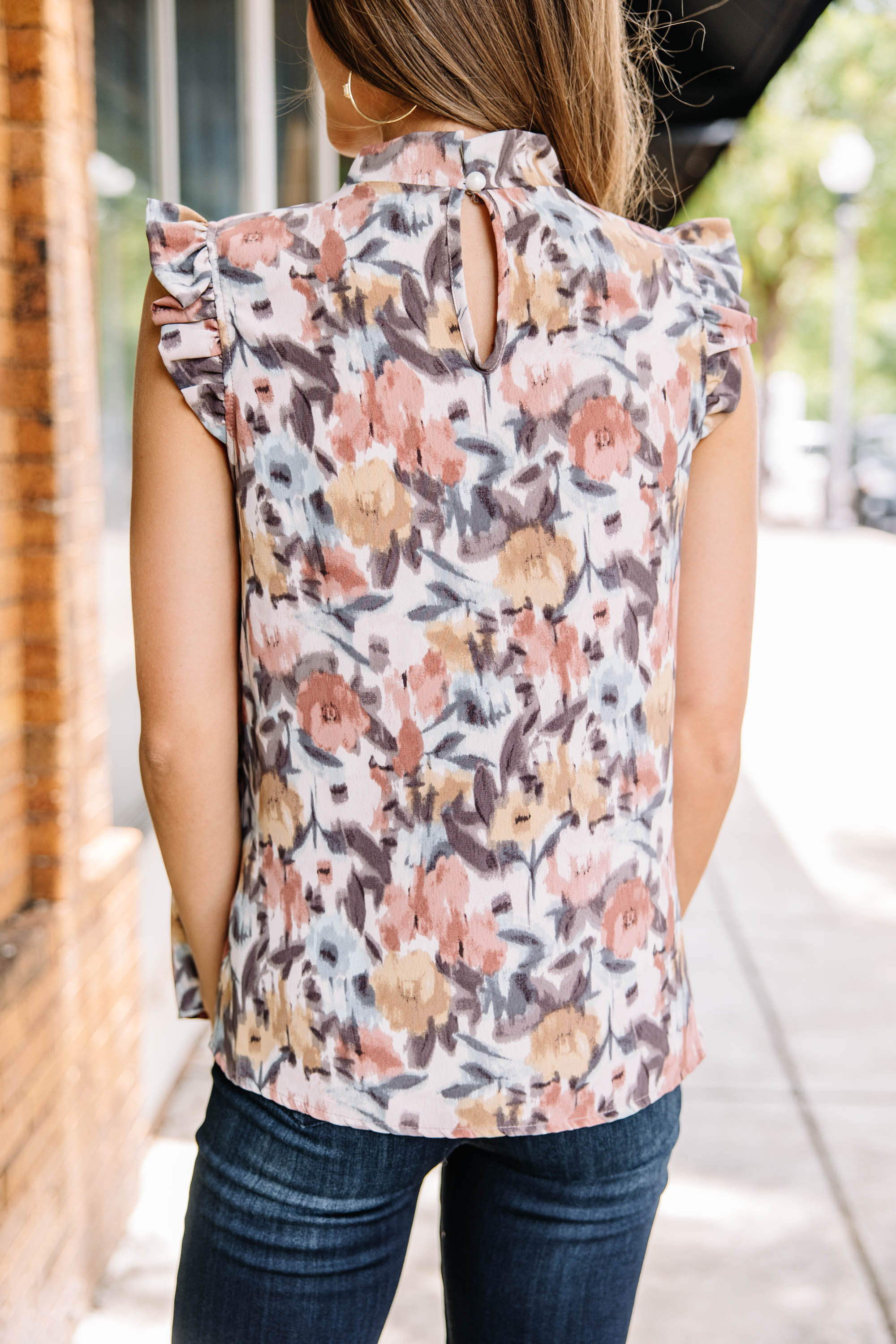 Need Your Love Cinnamon Brown Floral Tank