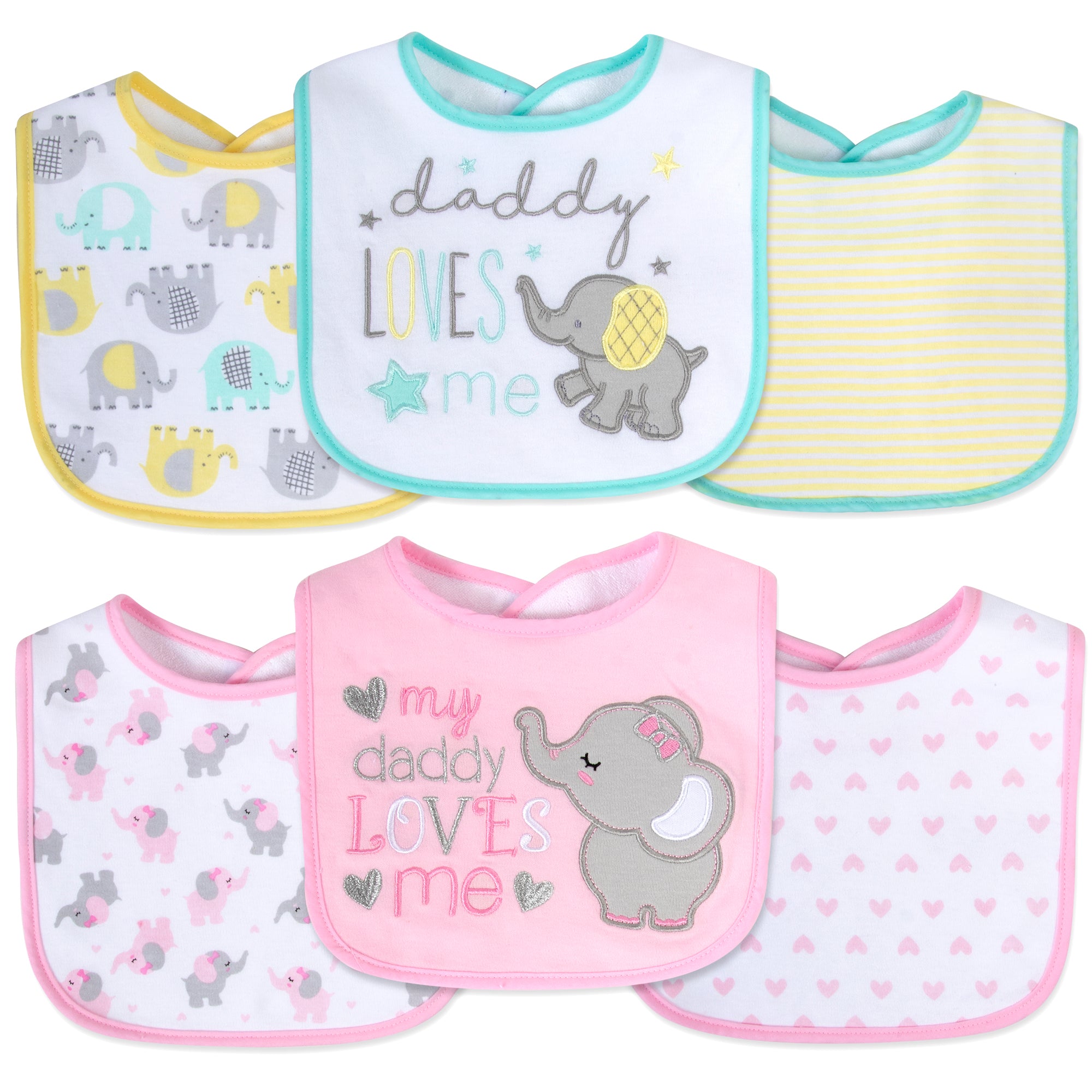 6-Pack Baby Bibs - Girls